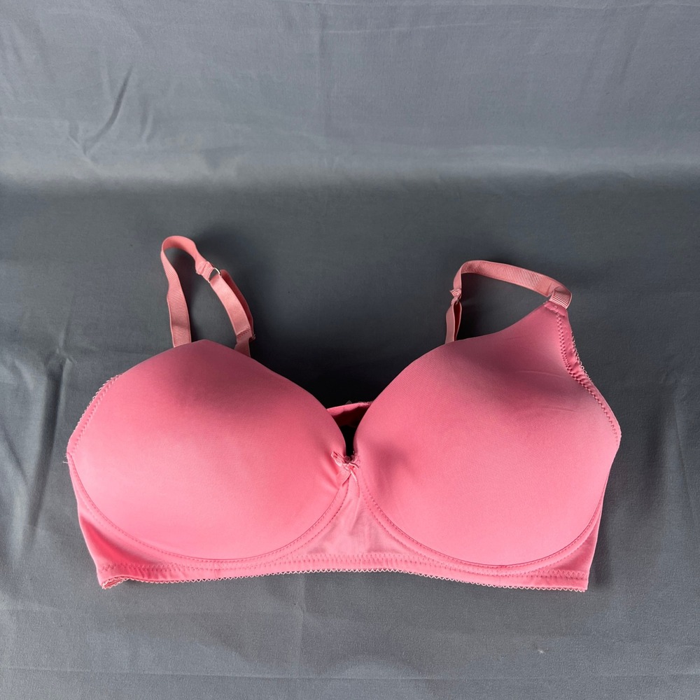 Womens Padded Underwired T Shirt Bra 38DD Pink Full Coverage Adjustable Strap